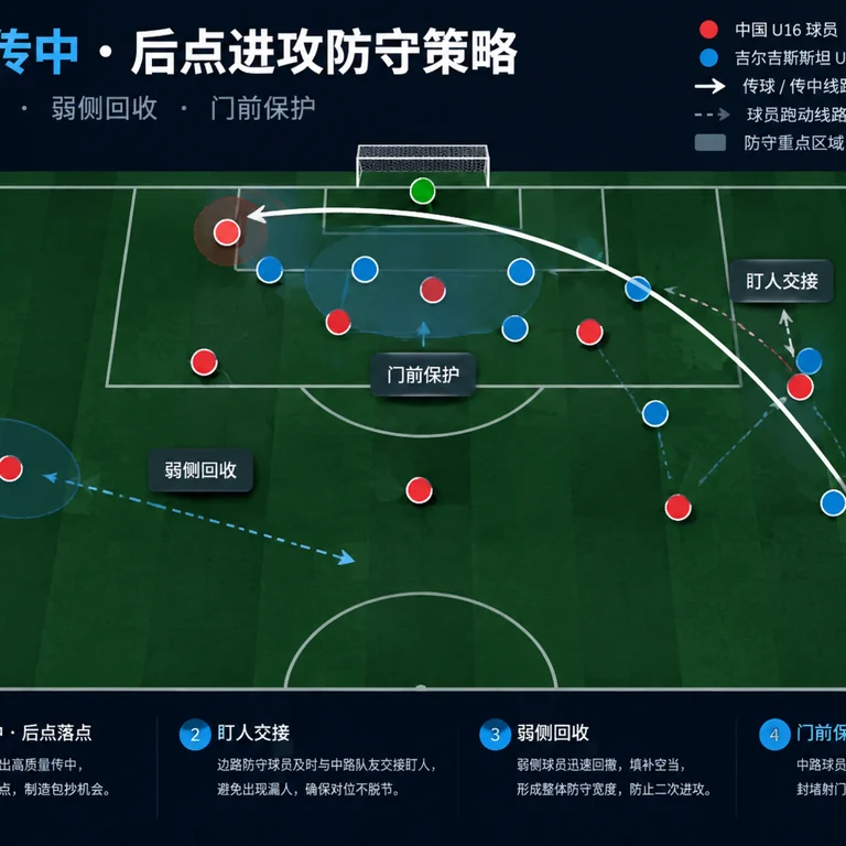 国足U16后点防守链条与空间分布分析图